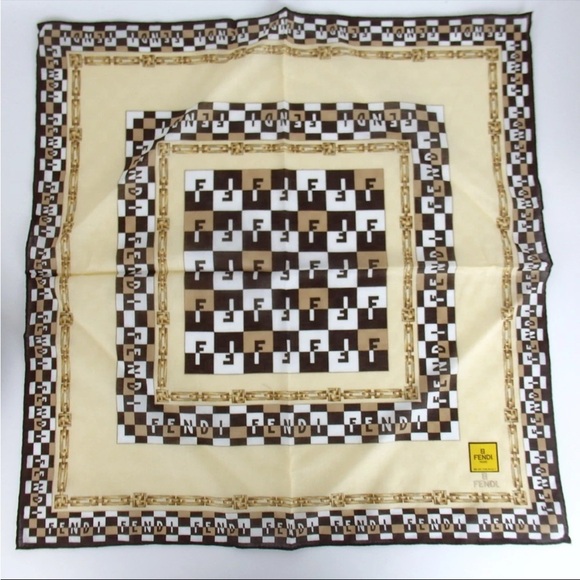 Fendi Beige and Brown Geometric Scarf cotton - Picture 1 of 1